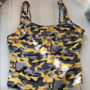 Yellow camo bodysuit